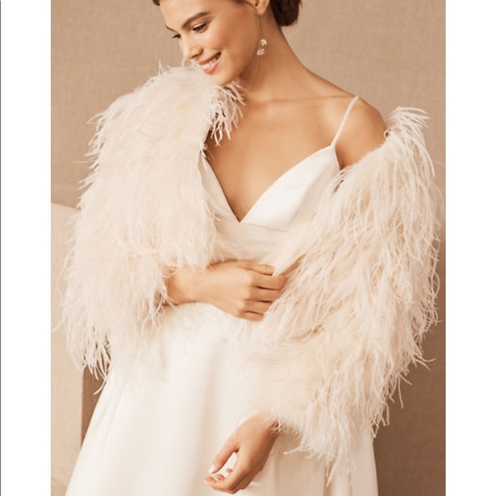 BHLDN Caroline Ostrich Feather Jacket
